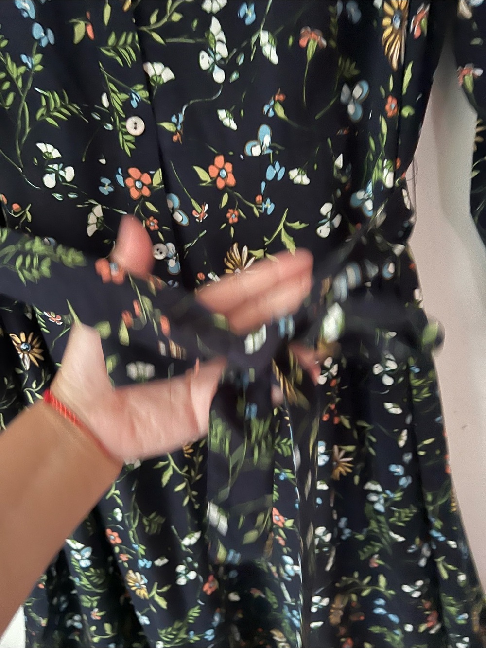 NWT J. Jill Navy Long-Sleeve Button DownFloral Shirt Dress Sz L Removable Belt - Picture 12 of 12